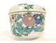 Small Chinese porcelain covered sugar bowl/pot with peony flowers, 20th century