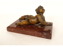 19th century cherub putto sculpture paperweight in red marble