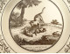 9 talking dessert plates, Creil Montereau earthenware, Fables of Fontaine, 19th century