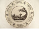 9 talking dessert plates, Creil Montereau earthenware, Fables of Fontaine, 19th century