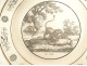 9 talking dessert plates, Creil Montereau earthenware, Fables of Fontaine, 19th century