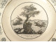9 talking dessert plates, Creil Montereau earthenware, Fables of Fontaine, 19th century