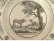 9 talking dessert plates, Creil Montereau earthenware, Fables of Fontaine, 19th century