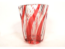 Twisted cut crystal vase, red color, Saint-Louis, France, early 20th century
