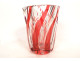 Twisted cut crystal vase, red color, Saint-Louis, France, early 20th century