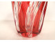 Twisted cut crystal vase, red color, Saint-Louis, France, early 20th century