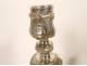 Pair of Louis XV style three-light candelabra in silvered bronze and rocaille style, 19th century