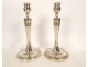 Pair of silvered bronze Directoire Empire style candlesticks, late 18th/19th century