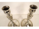 Pair of silvered bronze Directoire Empire style candlesticks, late 18th/19th century