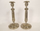 Pair of Empire silvered bronze candlesticks, 19th century