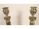 Pair of Empire silvered bronze candlesticks, 19th century