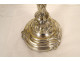 Pair of Louis XV style three-light candelabra in silvered bronze and rocaille style, 19th century
