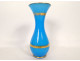 Baccarat Napoleon III 19th century blue opaline baluster vase with gilt decoration
