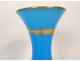 Baccarat Napoleon III 19th century blue opaline baluster vase with gilt decoration