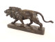 Bronze sculpture of a roaring walking lion by Louis Vidal Navatel, blind, 19th century