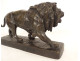 Bronze sculpture of a roaring walking lion by Louis Vidal Navatel, blind, 19th century