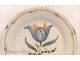 Earthenware plate Nevers 18th Fleur La Rochelle