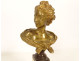 Small gilt bronze bust sculpture of a woman, Art Nouveau, 19th century, by Agathon Lénard