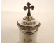 Ointment pot, oil ampoule, Holy Bone, solid silver, Minerva cross, 19th century