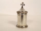 Ointment pot, oil ampoule, Holy Bone, solid silver, Minerva cross, 19th century