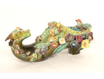 Art Nouveau 19th-century slipper/clog with bird and flower motifs