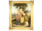 Grande HST tableau deux femmes XVIIIè lettre romantique cadre stuqué XIXème