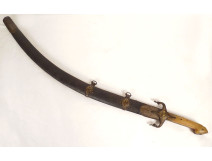 Ottoman Persian Pala sabre with damascened blade and blond horn, T&uuml;rkiye, late 17th-19th century