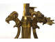 Louis XVI style three-light bouillotte lamp in gilt bronze with ram's head columns, 20th century