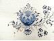 Large octagonal earthenware platter in shades of blue, Rouen, with a bouquet of flowers, 18th century
