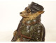Ceramic tobacco jar signed Johann Maresch, depicting a dog in the Times newspaper design, Austria, 19th century
