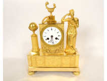 Empire gilt bronze clock, Allegory of Knowledge, Urania globe, Restoration period, 19th century