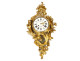 Large Louis XV gilt bronze Rococo wall-mounted cartel clock with pink flowers, Quinette, 19th century