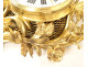 Large Louis XV gilt bronze Rococo wall-mounted cartel clock with pink flowers, Quinette, 19th century