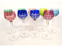 9 Saint-Louis Roemers Rhine crystal wine glasses, Traminer pattern, 20th century