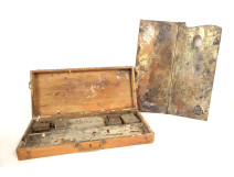 Coffret bo&icirc;te de peintre peintures huile fin XIX&egrave;me si&egrave;cle