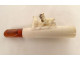 Amber cigarette holder with meerschaum carving, pug dogs, case, 19th century