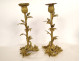 Pair of gilt bronze Barbedienne thistle serpent candlesticks, Napoleon III, 19th century