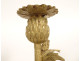 Pair of gilt bronze Barbedienne thistle serpent candlesticks, Napoleon III, 19th century