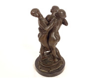 Bronze sculpture by Antoine-Louis Barye, The Three Graces, marble, 19th century