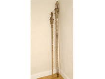 2 processional staffs, confraternity, painted, carved, twisted wood, depicting the Virgin Mary, 17th century