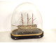 Model of a three-masted wooden cod fishing boat, a 19th-century souvenir globe