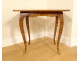 Small Louis XV style marquetry coffee table in walnut and bronze, 18th century axe