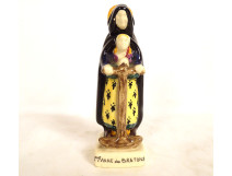 HB Quimper H. Porson earthenware statuette of Saint Anne of the Bretons with an anchor, 20th century
