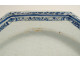 Large octagonal Rouen earthenware platter with blue monochrome floral basket decoration, 18th century