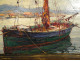 HSP marine painting by André Béronneau, boat, port of Saint-Tropez, Provence, 20th century