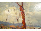 HSP marine painting by André Béronneau, boat, port of Saint-Tropez, Provence, 20th century