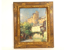 HSP marine painting by Andr&eacute; B&eacute;ronneau, boat, port of Saint-Tropez, Provence, 20th century