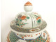 Pair of covered Chinese porcelain pots/jars, famille verte style, with flowers, 19th century