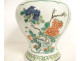 Pair of covered Chinese porcelain pots/jars, famille verte style, with flowers, 19th century