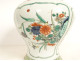 Pair of covered Chinese porcelain pots/jars, famille verte style, with flowers, 19th century